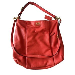 Coach Isabelle Leather Hobo Crossbody Shoulder Bag – Vibrant Orange